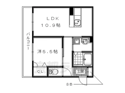 エルステ巨椋(1LDK/2階)の間取り写真