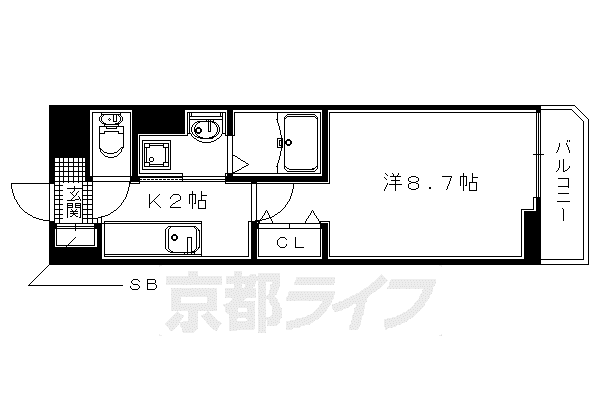 近鉄京都線 小倉駅(京都) 徒歩4分 3階建 築10年(1K/1階)の間取り写真