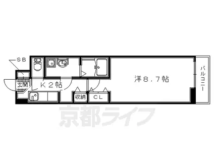 奈良線 新田駅(京都) 徒歩15分 2階建 築9年(1K/1階)の間取り写真