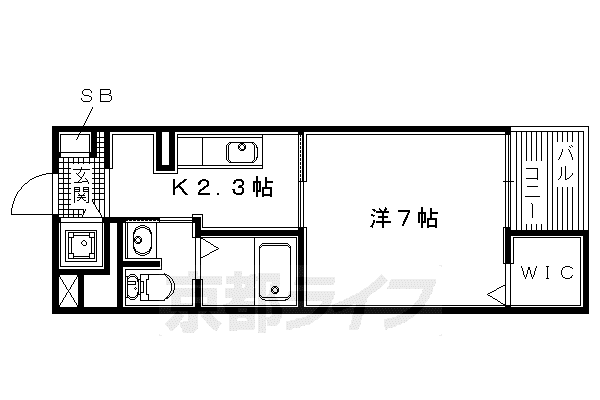 近鉄京都線 小倉駅(京都) 徒歩9分 4階建 築8年(1K/3階)の間取り写真