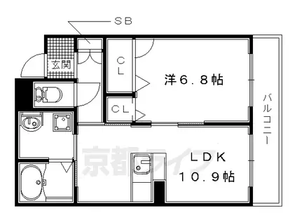 近鉄京都線 久津川駅 徒歩7分 3階建 築7年(1LDK/3階)の間取り写真