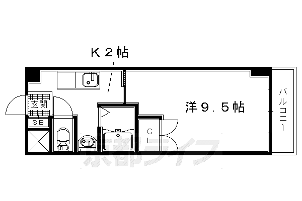 近鉄京都線 向島駅 徒歩17分 5階建 築20年(1K/4階)の間取り写真