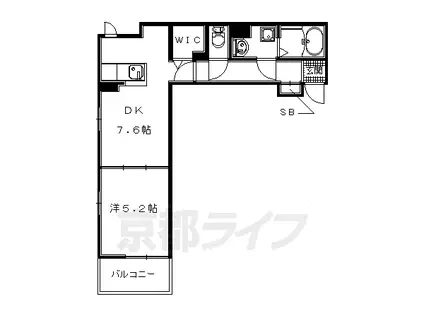奈良線 JR小倉駅 徒歩10分 3階建 築7年(1DK/1階)の間取り写真