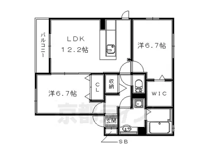 京阪電気鉄道京阪線 石清水八幡宮駅 徒歩9分 2階建 築7年(2LDK/2階)の間取り写真