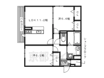 近鉄京都線 久津川駅 徒歩2分 2階建 築7年(2LDK/3階)の間取り写真