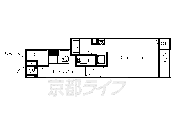 奈良線 城陽駅 徒歩18分 2階建 築7年(1K/1階)の間取り写真