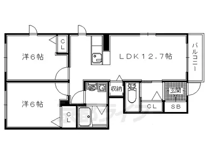 奈良線 宇治駅(JR) 徒歩16分 2階建 築6年(2LDK/1階)の間取り写真