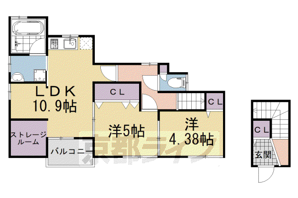奈良線 黄檗駅(JR) 徒歩10分 2階建 築21年(2LDK)の間取り写真