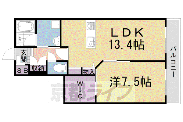 近鉄京都線 大久保駅(京都) 徒歩4分 3階建 築5年(1LDK/3階)の間取り写真