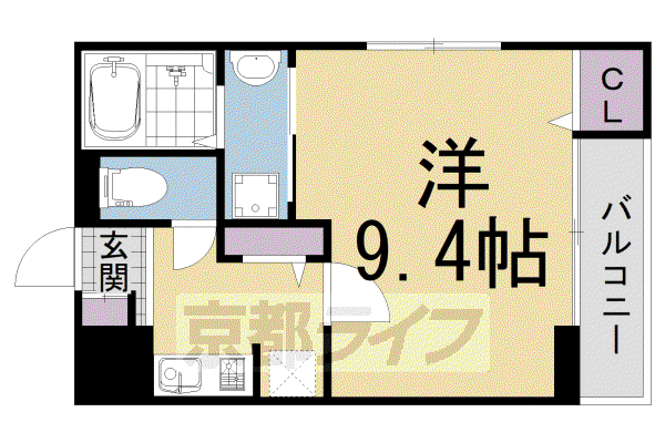 奈良線 JR小倉駅 徒歩6分 3階建 築4年(1K/2階)の間取り写真