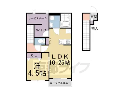 近鉄京都線 伊勢田駅 徒歩8分 2階建 築4年(1SLDK/2階)の間取り写真