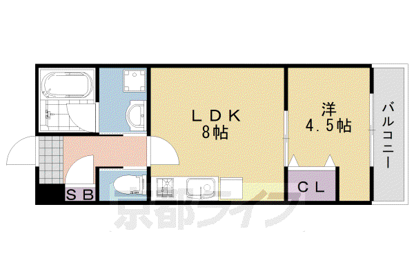 阪急電鉄京都線 桂駅 徒歩2分 3階建 築10年(1LDK/3階)の間取り写真