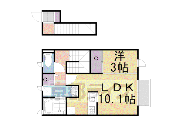 東海道本線 桂川駅(京都) 徒歩7分 2階建 築10年(1LDK/2階)の間取り写真