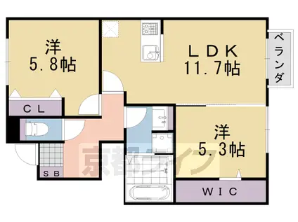 セジュールヒロ(2LDK/1階)の間取り写真