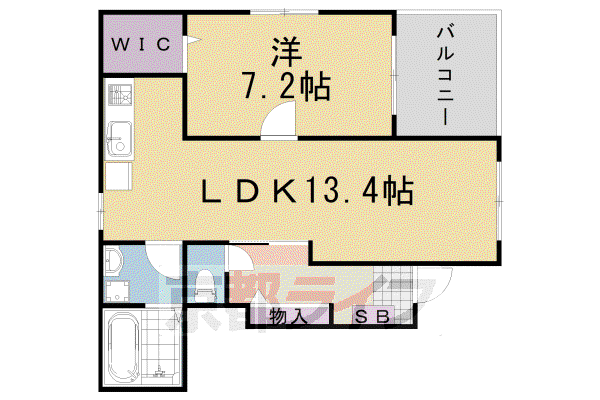 モルトベーネ(1LDK/1階)の間取り写真