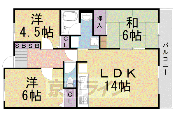 パストラルコート(3LDK/3階)の間取り写真