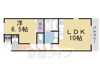 阪急電鉄嵐山線 上桂駅 徒歩14分 3階建 築9年(1LDK/2階)の間取り写真