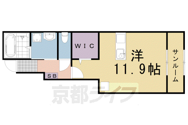 フリーデ千代川(ワンルーム/1階)の間取り写真