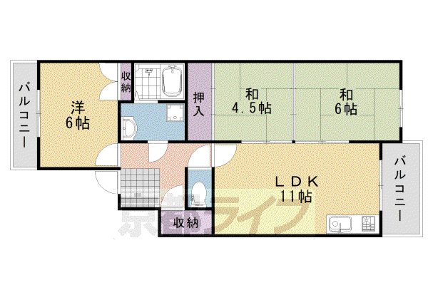 スクエアメゾン並河B(3LDK/4階)の間取り写真