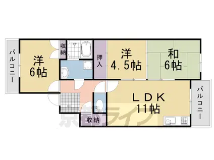スクエアメゾン並河A棟(3LDK/3階)の間取り写真