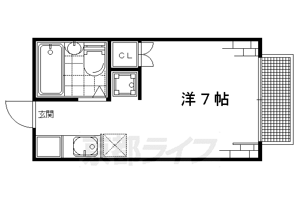 ファジィ亀岡(1K/2階)の間取り写真