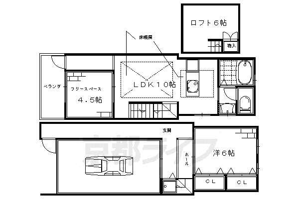 阪急電鉄嵐山線 上桂駅 徒歩2分 2階建 築58年(2LDK)の間取り写真