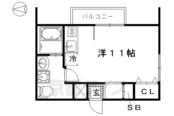 京都市烏丸線 今出川駅 徒歩1分 5階建 築10年(ワンルーム/3階)の間取り写真