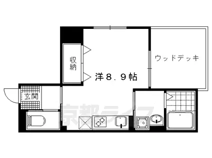 京福北野線 北野白梅町駅 徒歩15分 4階建 築10年(ワンルーム/1階)の間取り写真