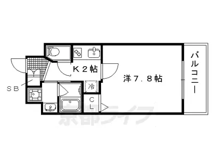 京都市烏丸線 鞍馬口駅 徒歩8分 5階建 築9年(1K/2階)の間取り写真