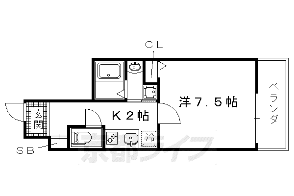 京都市烏丸線 北大路駅 徒歩11分 5階建 築10年(1K/5階)の間取り写真