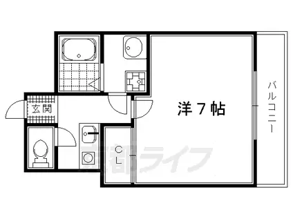 京福北野線 北野白梅町駅 徒歩13分 2階建 築13年(1K/2階)の間取り写真