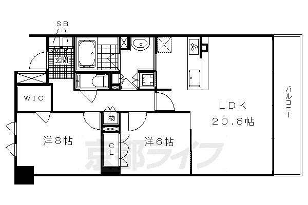 京阪電気鉄道鴨東線 神宮丸太町駅 徒歩7分 5階建 築10年(2SLDK/3階)の間取り写真