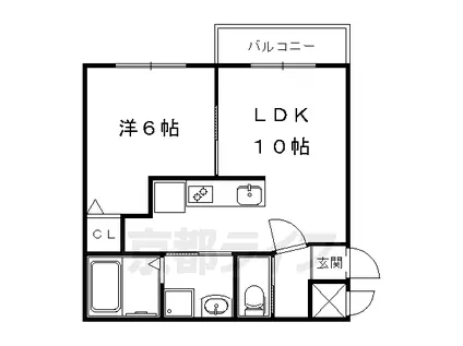 京都市烏丸線 北大路駅 徒歩12分 3階建 築8年(1LDK/3階)の間取り写真