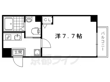 JUNE御所西(1K/1階)の間取り写真