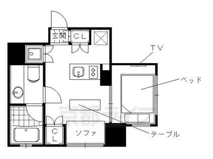 京阪電気鉄道鴨東線 出町柳駅 徒歩5分 7階建 築8年(ワンルーム/2階)の間取り写真