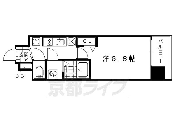 プレサンス京都二条 京華(1K/2階)の間取り写真