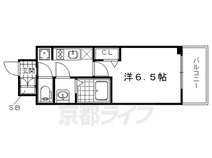 プレサンス京都二条 京華(1K/3階)の間取り写真