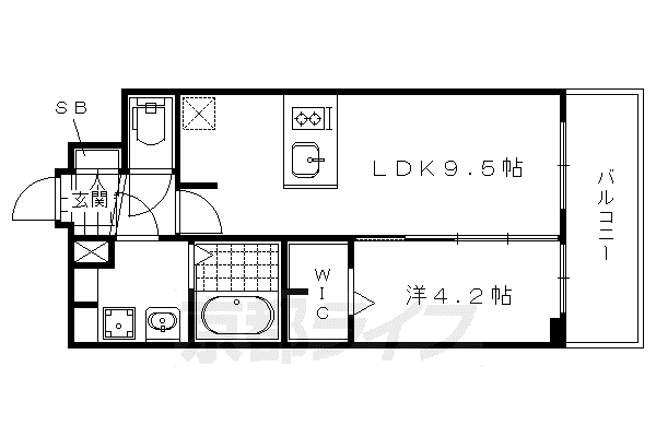 プレサンス京都二条 京華(1LDK/4階)の間取り写真