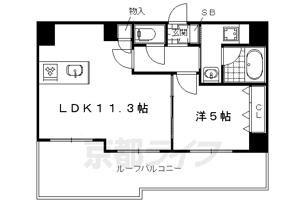 プレサンス京都二条 京華(1LDK/6階)の間取り写真