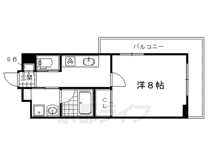 京都市烏丸線 北大路駅 徒歩22分 4階建 築7年(1K/2階)の間取り写真