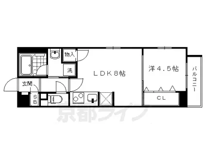 ベラジオ堀川今出川Ⅱ(1LDK/4階)の間取り写真