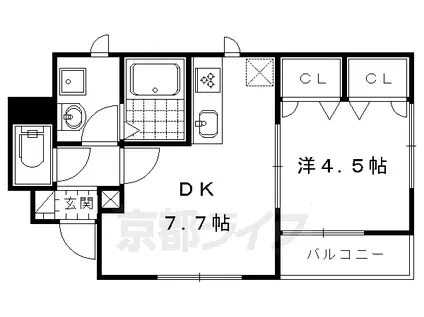 京都市烏丸線 鞍馬口駅 徒歩17分 2階建 築8年(1DK/1階)の間取り写真