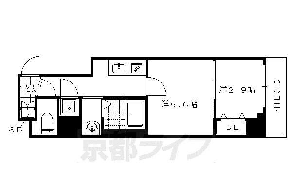 京都市烏丸線 今出川駅 徒歩15分 5階建 築8年(2K/2階)の間取り写真