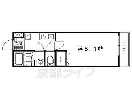 フラッティ大徳寺南(1K/3階)の間取り写真