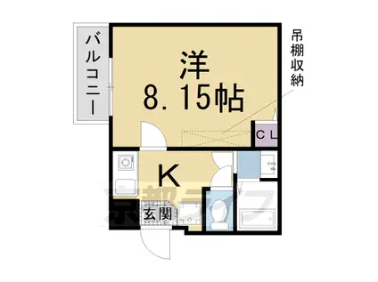 京福北野線 北野白梅町駅 徒歩19分 4階建 築7年(1K/4階)の間取り写真
