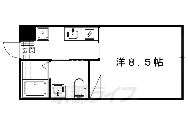 京都市烏丸線 今出川駅 徒歩19分 3階建 築9年(1K/1階)の間取り写真