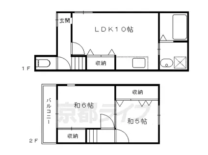 京都市烏丸線 北大路駅 徒歩37分 2階建 築50年(2LDK)の間取り写真