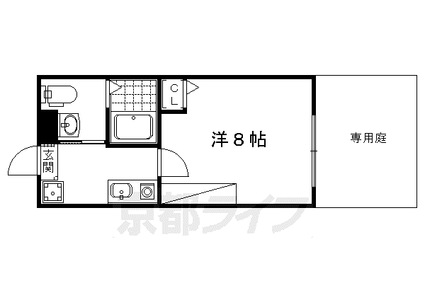 フラッティ丸太町御前(1K/1階)の間取り写真