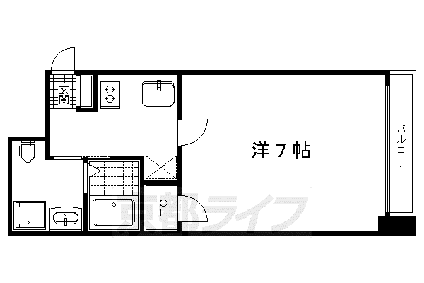 京都市烏丸線 今出川駅 徒歩17分 7階建 築7年(1K/7階)の間取り写真