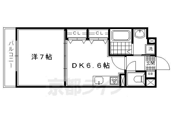 近鉄京都線 十条駅(近鉄) 徒歩3分 5階建 築9年(1DK/1階)の間取り写真